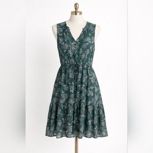 GAP Sleeveless Green Floral V-Neck Midi Dress size L
